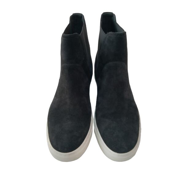 Vince Sz 7 Newlyn Black Suede Hidden Wedge Platform High Top Sneaker Bootie - Picture 4 of 10